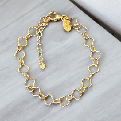 One-Of-A-Kind Clover Link 7mm  Anklet (14k GF & 925 Sterling)