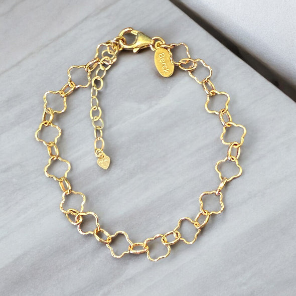One-Of-A-Kind Clover Link 7mm  Anklet (14k GF & 925 Sterling)