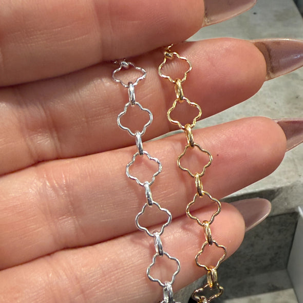 One-Of-A-Kind Clover Link 7mm  Anklet (14k GF & 925 Sterling)