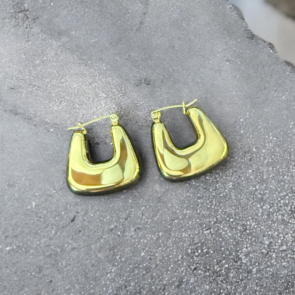 Waterproof Squared Puffy Hoop Earrings