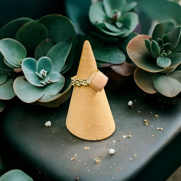 One-of-a-Kind Peruvian Pink Opal Floral Band Sterling Silver Ring