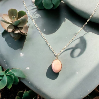 One-of-a-Kind Peruvian Pink Opal Simple Sterling Silver Necklace