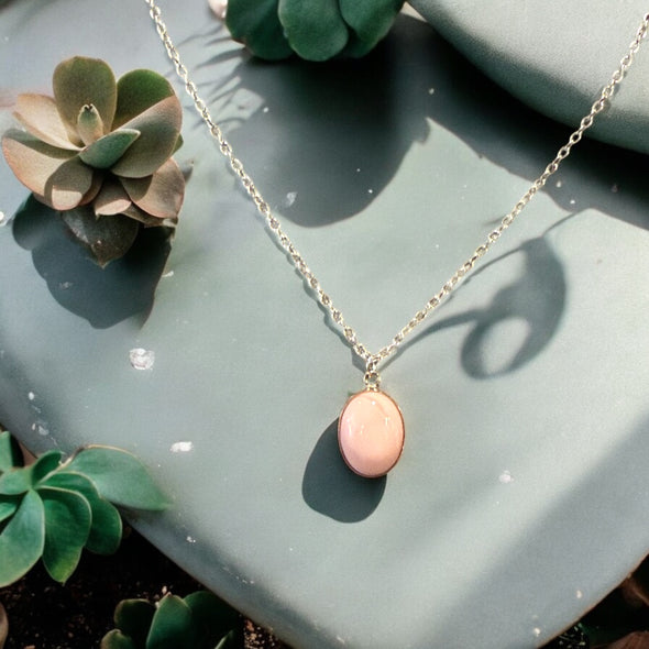 One-of-a-Kind Peruvian Pink Opal Simple Sterling Silver Necklace