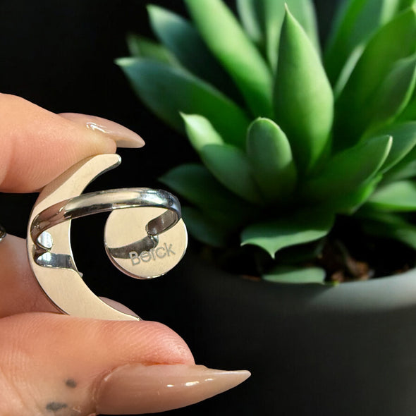 Waterproof Crescent Moon Ring Polished Stainless Steel & 18k Gold PVD Plated Stainless Steel