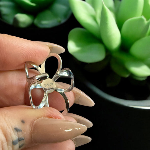 Waterproof Two-Tone Flower Ring Polished Stainless Steel & 18k Gold PVD Plated Stainless Steel