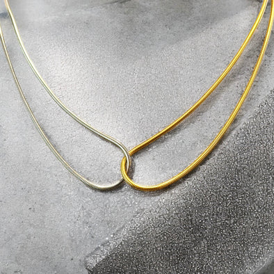 Waterproof Two-tone Twist Snake Chain Necklace 16"-18"