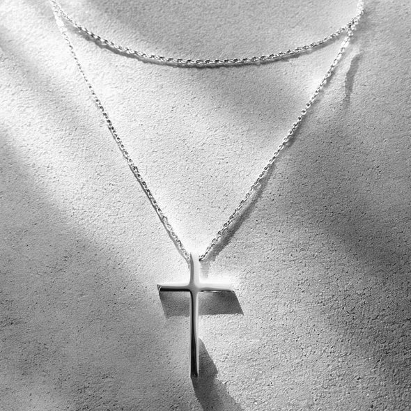 Waterproof Chunky Cross Pendant Necklace 38"