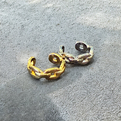 Waterproof Dainty Link Ear Cuff Solid Sterling Silver (Sold as a Single