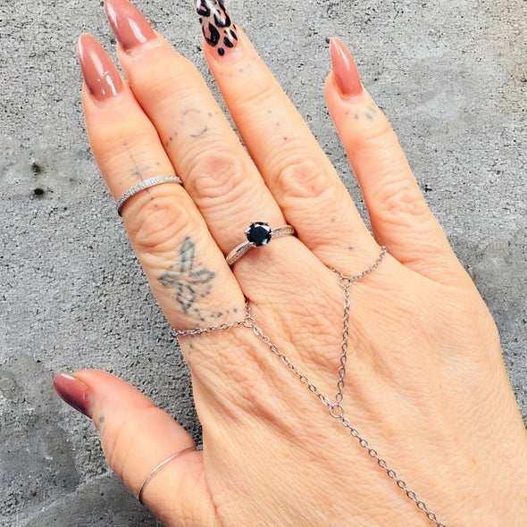 1 Carat Black Moissanite Diamond Solitaire Ring Sterling Silver