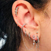 Waterproof Dainty Zircon & Chain Stud with Ear Cuff Solid Sterling Silver (Sold as a Single