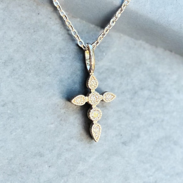 LIMITED EDITION - GRA Certified Moissanite Diamond Dainty Cross Necklace Sterling Silver