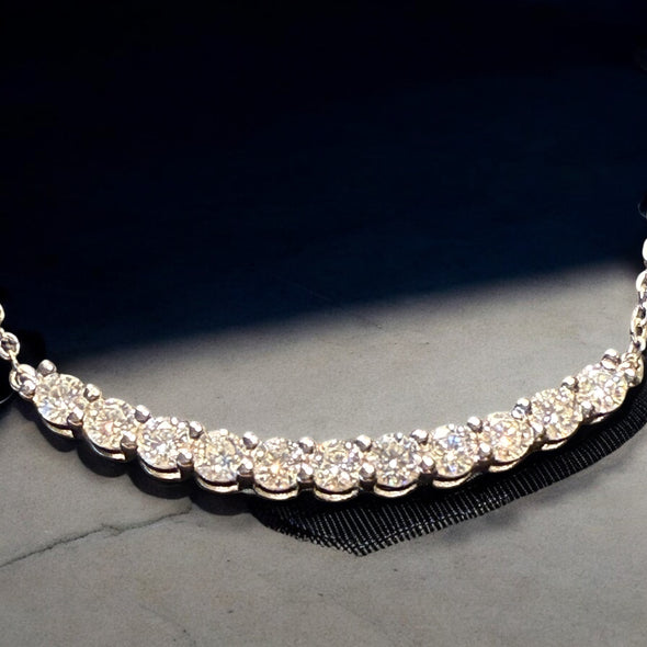 LIMITED EDITION - GRA Certified Moissanite Diamond Bar Necklace Sterling Silver