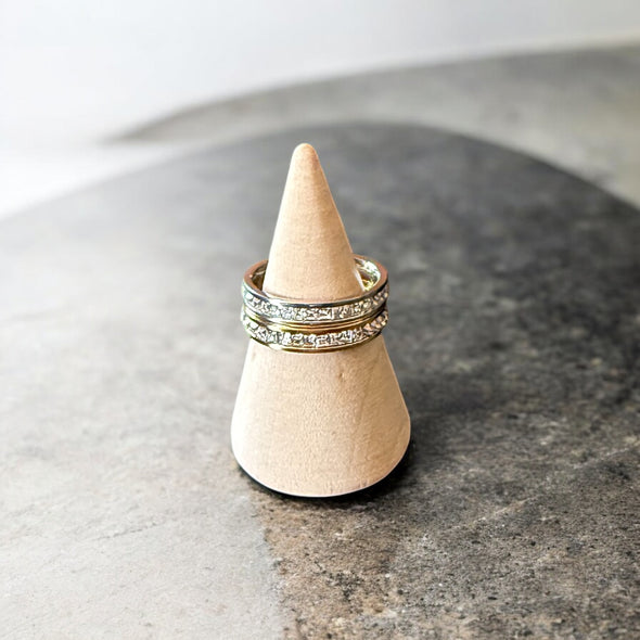 Waterproof 4mm Stacking Princess Zircon Comfort Fit Eternity Ring