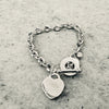 Waterproof Diamond Cut Chunky Oval Link Heart Toggle Bracelet "Above All Else"