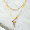 Waterproof Dainty flat link//Cable Chain Double Layer Triple Cross Pendant Necklace