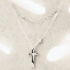 Waterproof Dainty flat link//Cable Chain Double Layer Triple Cross Pendant Necklace