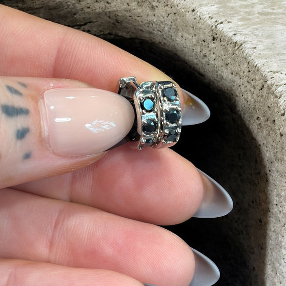 GRA Certified Black Moissanite Diamond Huggie Earrings