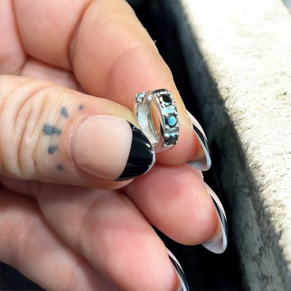 GRA Certified Black Moissanite Diamond Huggie Earrings