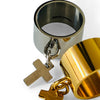 Waterproof Dangling Cross Ring Polished Stainless Steel & 18k Gold PVD Plated Stainless Steel