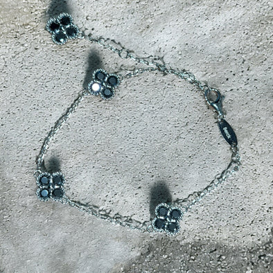 GRA Certified Black Moissanite Diamond 4 Clover Bracelet