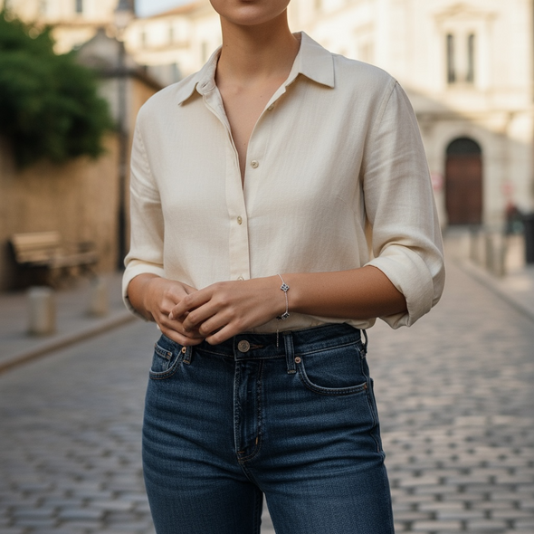 GRA Certified Black Moissanite Diamond 4 Clover Bracelet