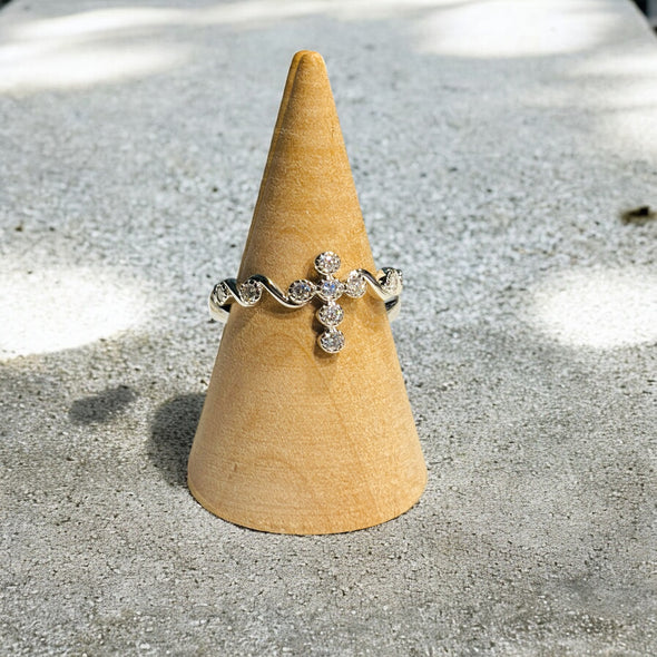 Moissanite Diamond GRA Certified Scrolled Cross Ring Sterling Silver PREORDER