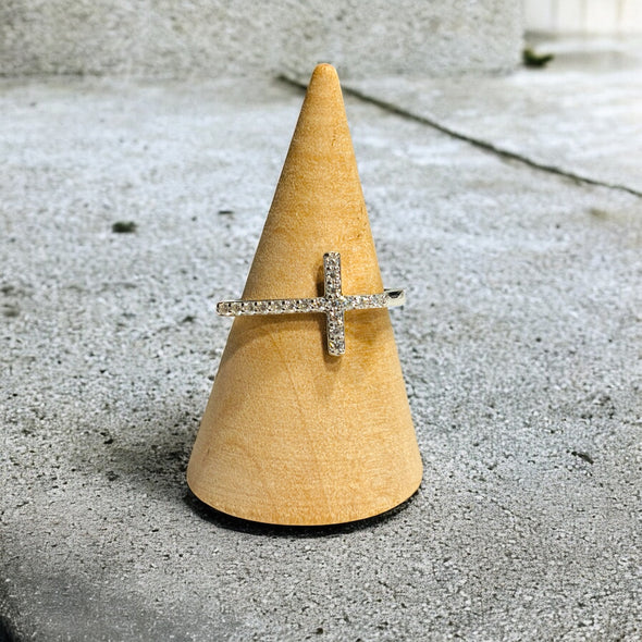 Moissanite Diamond GRA Certified Raised Cross Ring Sterling Silver PREORDER