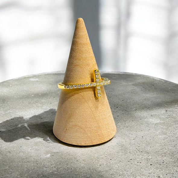 Moissanite Diamond GRA Certified Raised Cross Ring Sterling Silver PREORDER