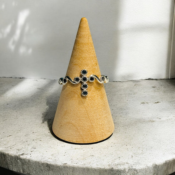 Moissanite Diamond GRA Certified Scrolled Cross Ring Sterling Silver PREORDER