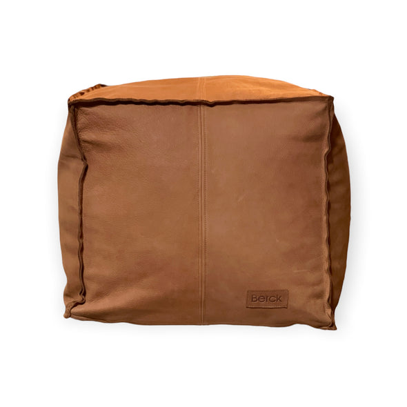 Berck Aniine Leather Pouf 18"