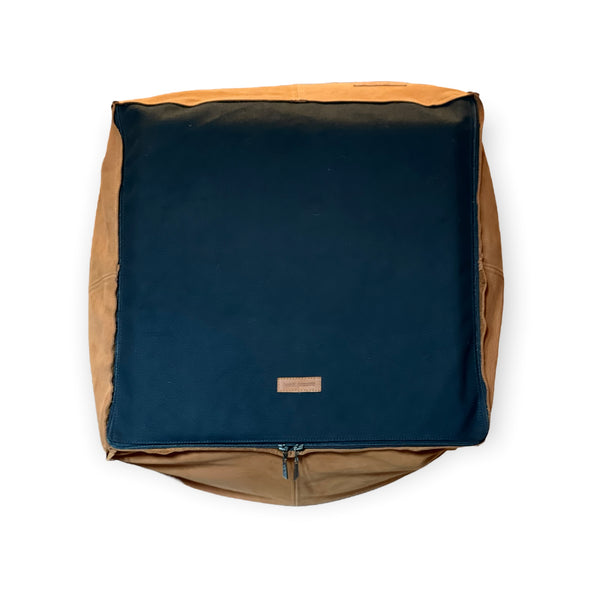 Berck Aniine Leather Pouf 18"