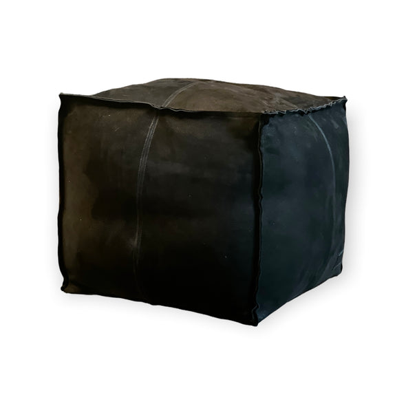 Berck Aniine Leather Pouf 18"